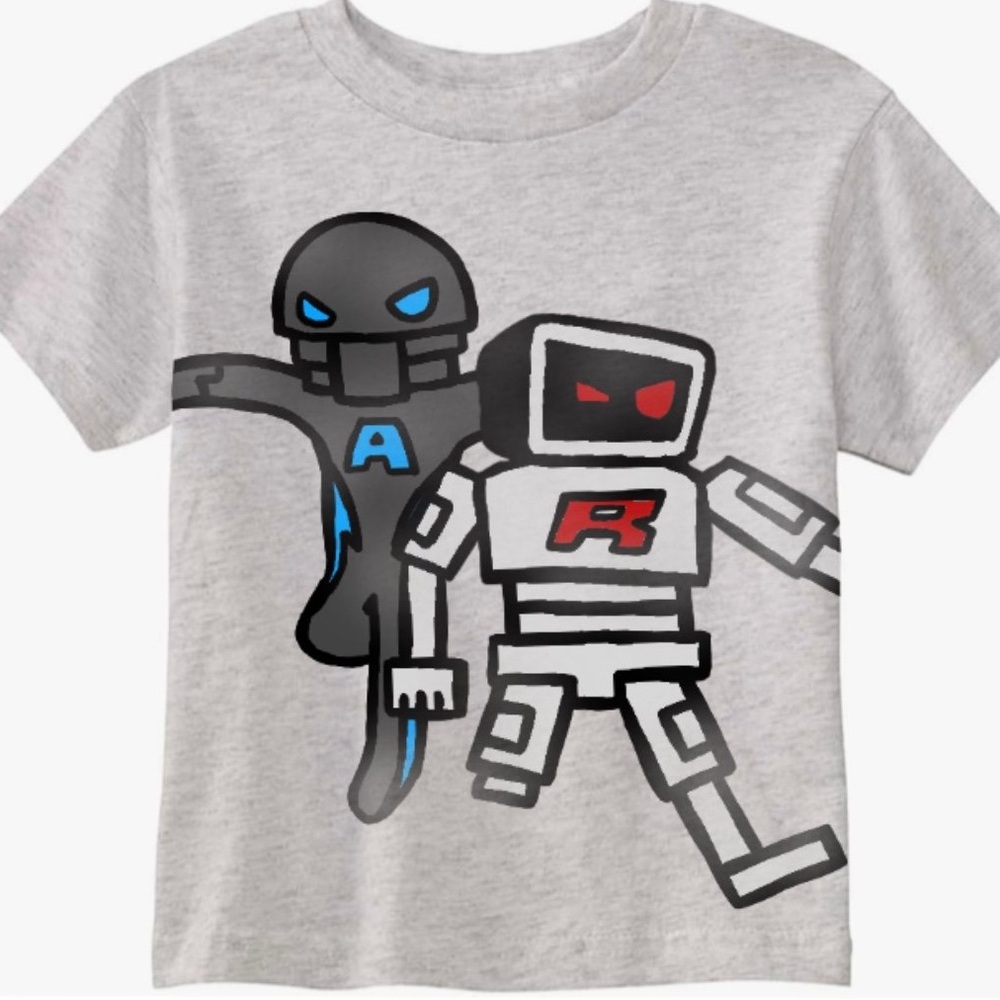 Alien and Robot Grey Kids Graphic Shirt